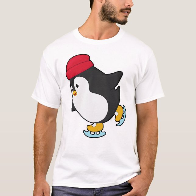 Camiseta Pingüino en patinaje sobre hielo con Gorra (Anverso)