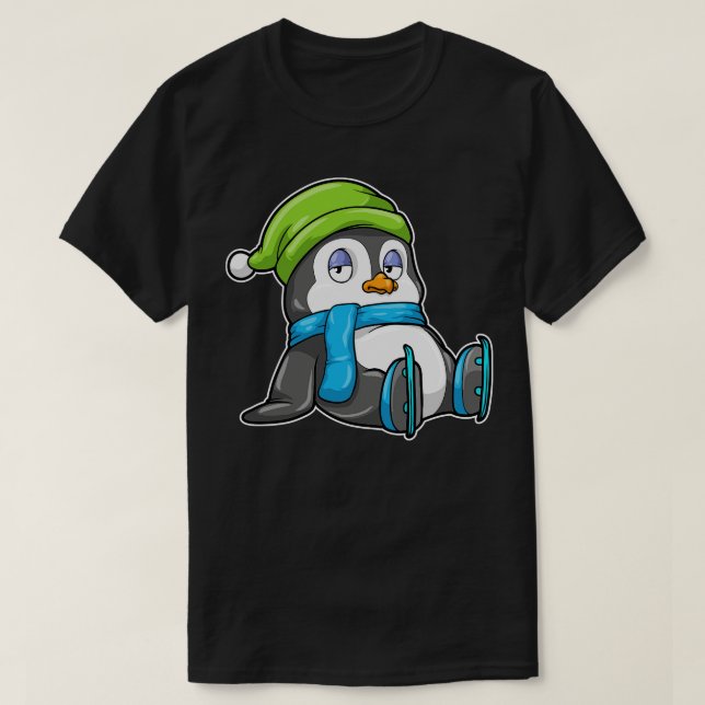 Camiseta Pingüino en patinaje sobre hielo con Gorra 1 (Diseño del anverso)