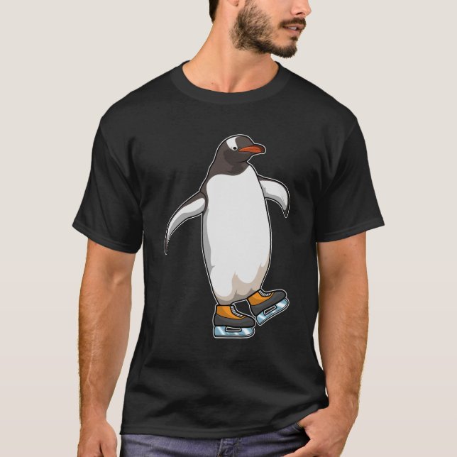 Camiseta Pingüino en patinaje sobre hielo con patines de hi (Anverso)