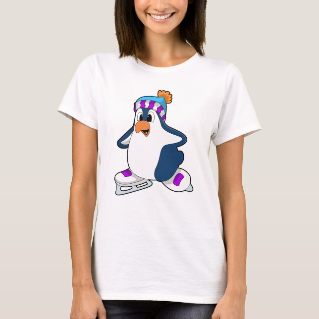 Camiseta Pingüino en patinaje sobre hielo con patines de hi (Anverso)