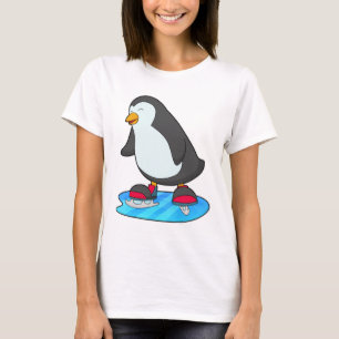 Camiseta Pingüino en patinaje sobre hielo con patines de hi