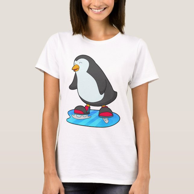Camiseta Pingüino en patinaje sobre hielo con patines de hi (Anverso)