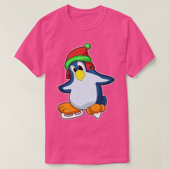 Camiseta Pingüino en patinaje sobre hielo con patines de hi (Diseño del anverso)