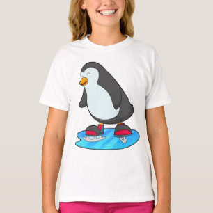 Camiseta Pingüino en patinaje sobre hielo con patines de hi