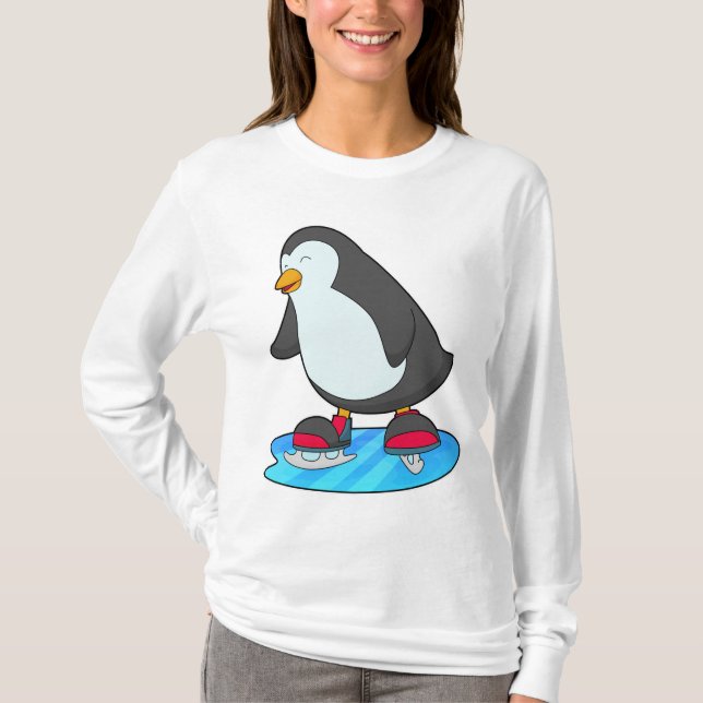 Camiseta Pingüino en patinaje sobre hielo con patines de hi (Anverso)
