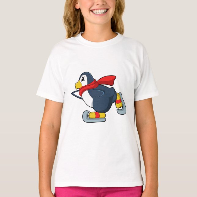 Camiseta Pingüino en patinaje sobre hielo con patines de hi (Anverso)