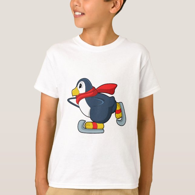 Camiseta Pingüino en patinaje sobre hielo con patines de hi (Anverso)