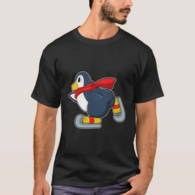 Camiseta Pingüino en patinaje sobre hielo con patines de hi (Anverso)