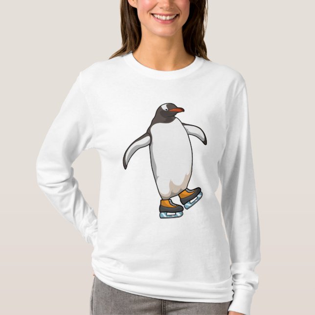 Camiseta Pingüino en patinaje sobre hielo con patines de hi (Anverso)