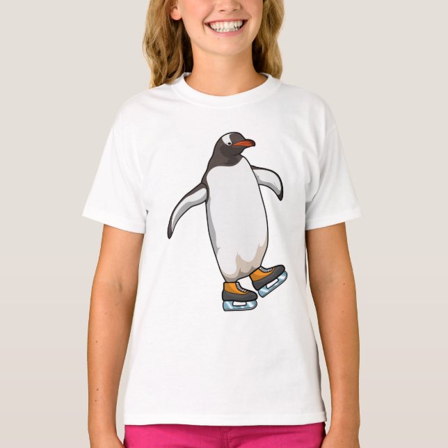 Camiseta Pingüino en patinaje sobre hielo con patines de hi (Anverso)