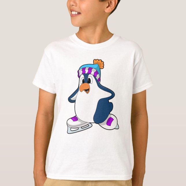 Camiseta Pingüino en patinaje sobre hielo con patines de hi (Anverso)