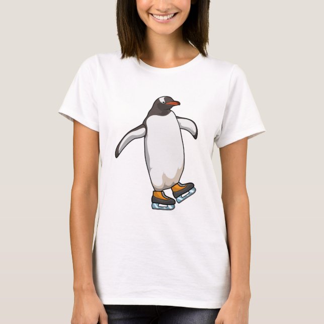 Camiseta Pingüino en patinaje sobre hielo con patines de hi (Anverso)