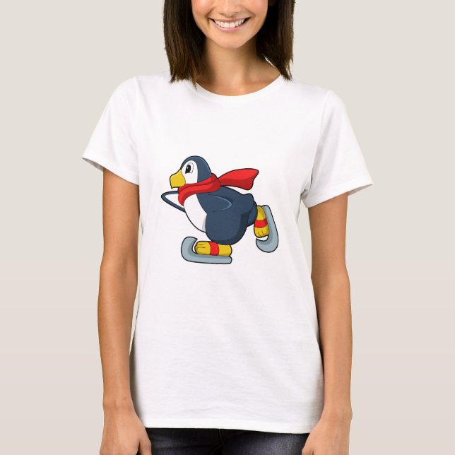 Camiseta Pingüino en patinaje sobre hielo con patines de hi (Anverso)