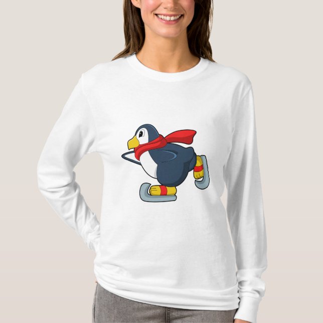 Camiseta Pingüino en patinaje sobre hielo con patines de hi (Anverso)