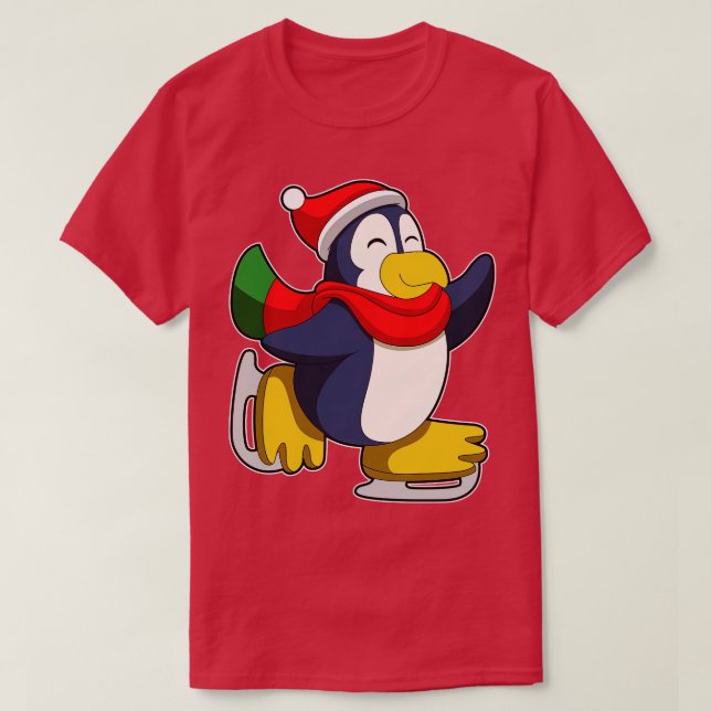 Camiseta Pingüino en patinaje sobre hielo con patines de hi (Diseño del anverso)