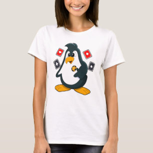 Camiseta Pingüino en Poker con tarjetas de póker