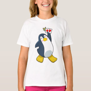 Camiseta Pingüino en Poker con tarjetas de póker