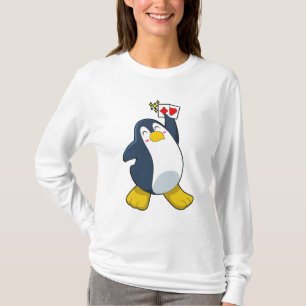 Camiseta Pingüino en Poker con tarjetas de póker