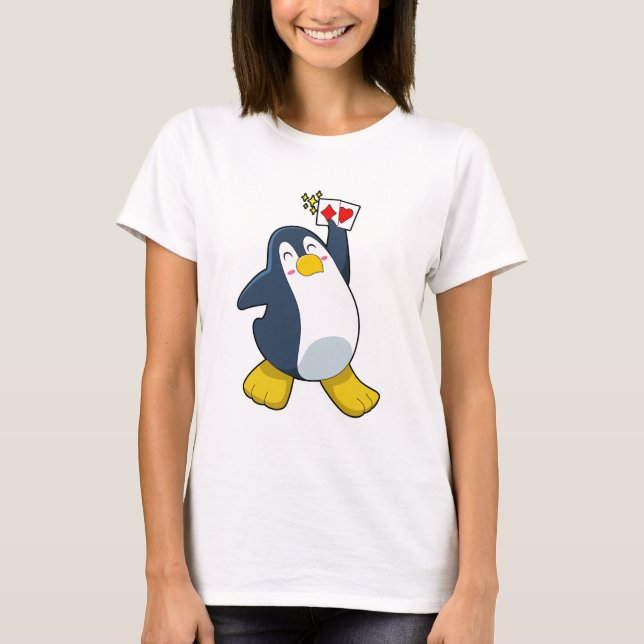 Camiseta Pingüino en Poker con tarjetas de póker (Anverso)