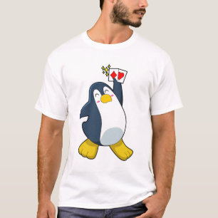 Camiseta Pingüino en Poker con tarjetas de póker