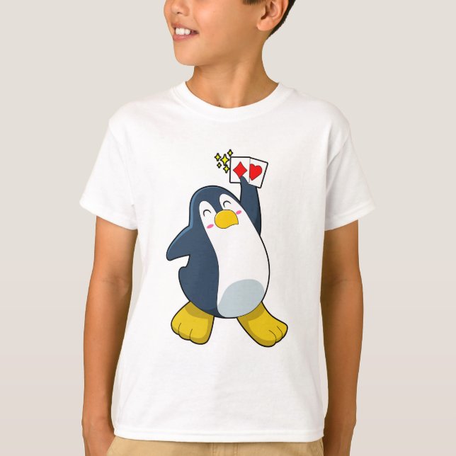 Camiseta Pingüino en Poker con tarjetas de póker (Anverso)