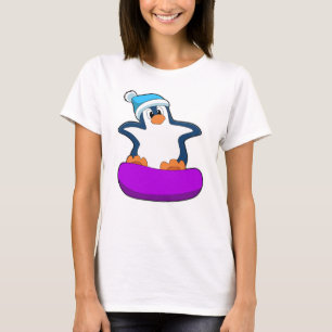 Camiseta Pingüino en Snowboard con Snowboard