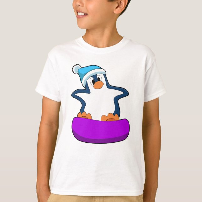 Camiseta Pingüino en Snowboard con Snowboard (Anverso)