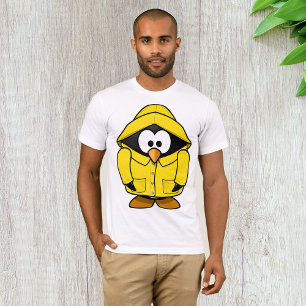 Camiseta Pingüino En Un Abrigo De Lluvia Amarillo Con Camis