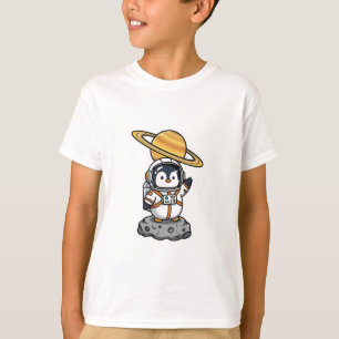 Camiseta Pingüino Espacial Astronauta Saturno Niños