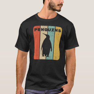 Camiseta Pingüino femenino con retro de atardecer añino