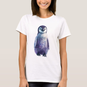 Camiseta Pingüino Galáctico Acuarela Pollito Mujeres