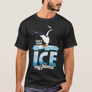 Camiseta Pingüino gracioso con cuchillo y bolígrafo diverti