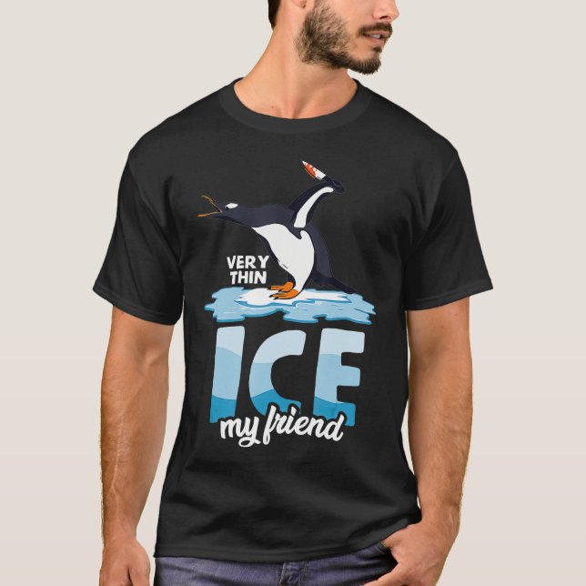 Camiseta Pingüino gracioso con cuchillo y bolígrafo diverti (Anverso)