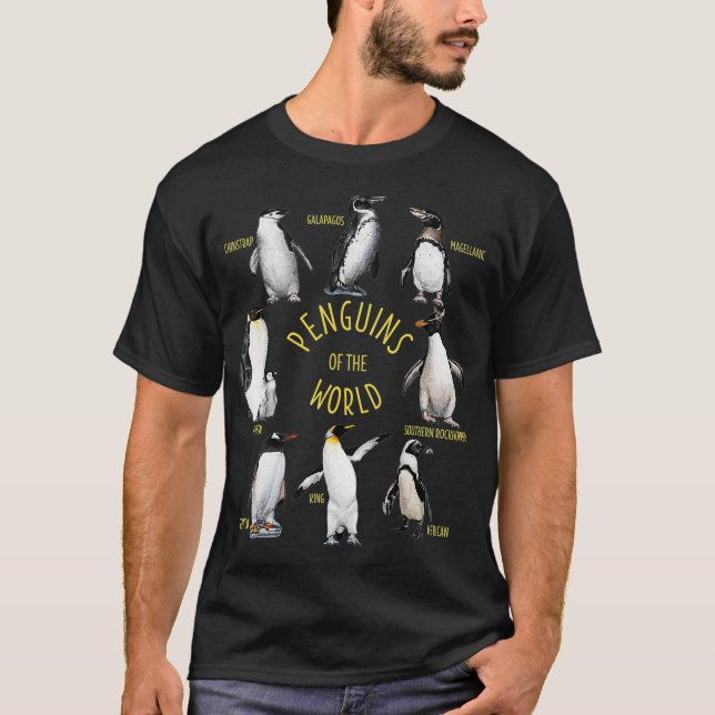 Camiseta Pingüino Gracioso De Todo Tipo De Pingüinos Del Mu (Anverso)