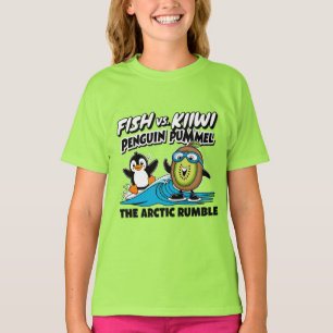Camiseta Pingüino gracioso y kiwi