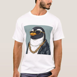 Camiseta Pingüino Guay En Chaqueta De Cuero Y Gafas De Sol