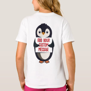 Camiseta Pingüino juguetón con un letrero para tu mensaje