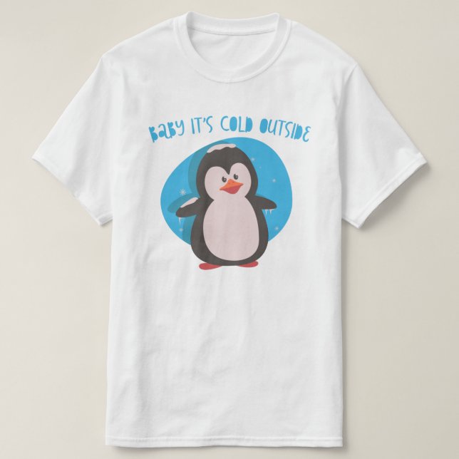Camiseta Pingüino lindo Bebé frío afuera (Diseño del anverso)