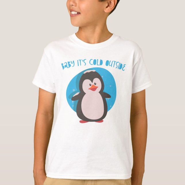 Camiseta Pingüino lindo Bebé frío afuera (Anverso)