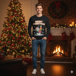 Camiseta Pingüino Lindo de Navidad Llevando Regalos