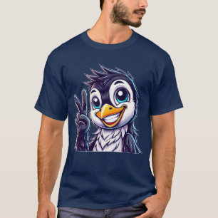 Camiseta Pingüino lindo mostrando dientes alegría caricatur