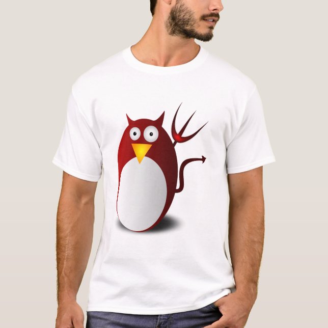 Camiseta Pingüino Linux Tux Ubuntu Tridente Lucifer (Anverso)