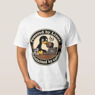 Camiseta Pingüino Linux Tux y café