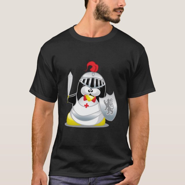 Camiseta Pingüino medieval del caballero (Anverso)