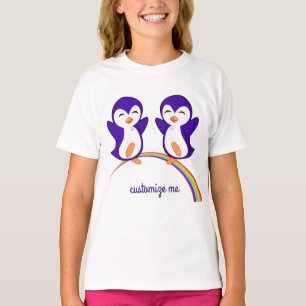 Camiseta Pingüino morado en niños Personalizados del arcoir