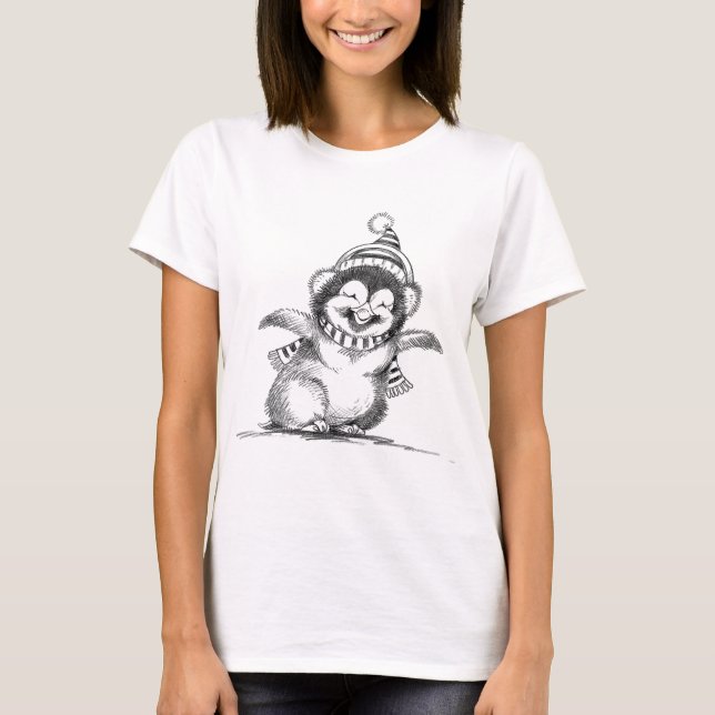 Camiseta Pingüino Navidad, pájaro bebé feliz (Anverso)