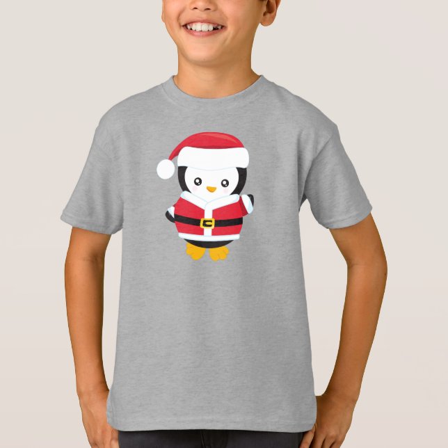 Camiseta Pingüino navidad, Pingüino Con Sombrero Santa, Cin (Anverso)