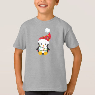 Camiseta Pingüino navidad, Santa Hat, Navidades alumbran
