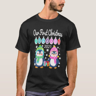 Camiseta Pingüino Pareja Nuestro Primer Engag De Navidad