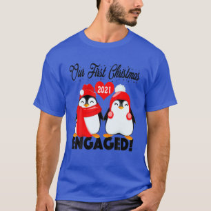 Camiseta Pingüino Pareja Nuestro Primer Engag De Navidad